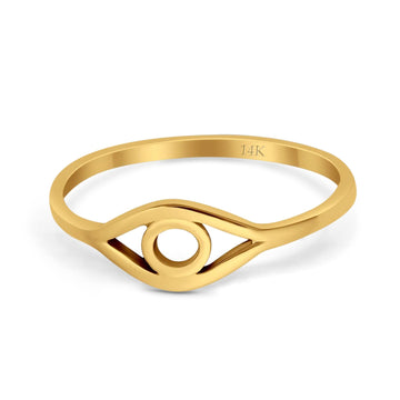 14K Yellow Gold Evil Eye Simple Wedding Engagement Ring (6mm)